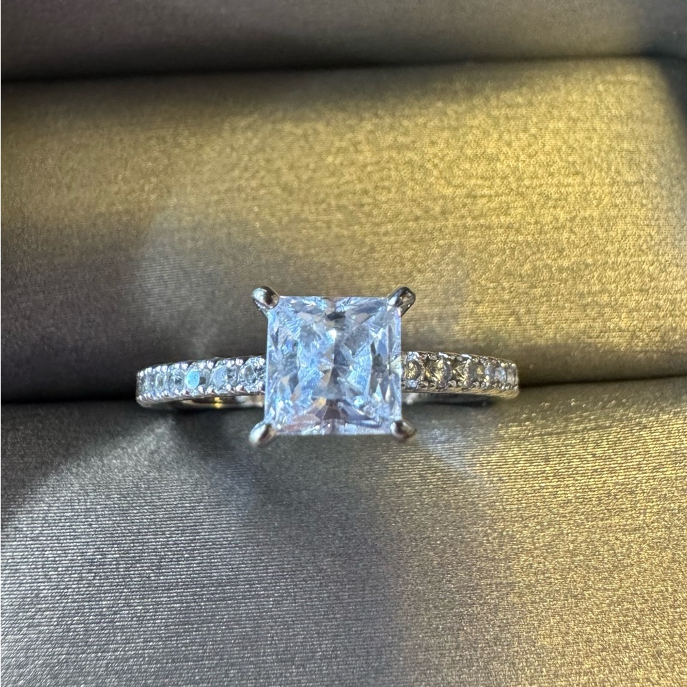 Diamonique princess cut ring